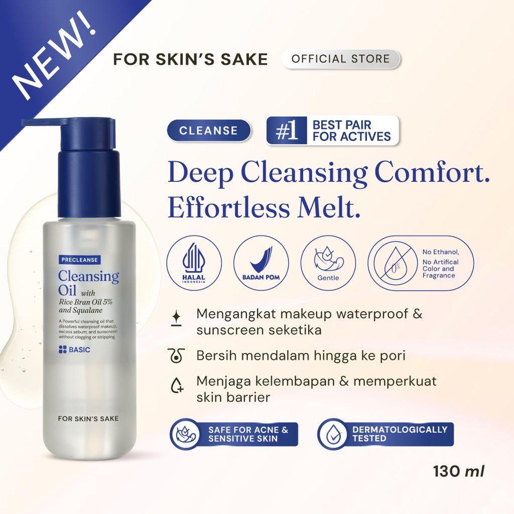 [NEW!] For Skin's Sake FSS Cleansing Oil with Rice Bran Oil 5% & Squalane Makeup Remover Pembersih Wajah Gentle Angkat Makeup Waterproof, Sunscreen, Sebum & Kotoran Deep Cleansing Oil Tanpa Rasa Berminyak Menjaga Skin Barrier dan Kelembapan Kulit