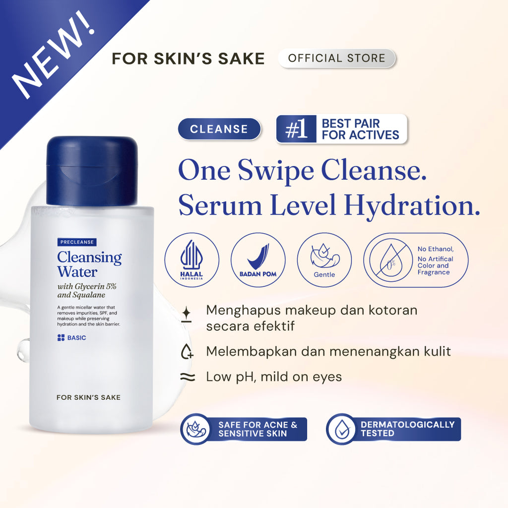 [NEW!] For Skin’s Sake FSS Cleansing Water Glycerin 5% & Squalane Hydrating Micellar Water Makeup Remover Pembersih Wajah Melembabkan Kulit Mengangkat SPF Sunscreen dan Light Makeup Tanpa Rasa kering dan ketarik