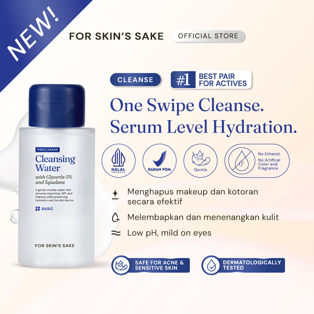 [NEW!] For Skin’s Sake FSS Cleansing Water Glycerin 5% & Squalane Hydrating Micellar Water Makeup Remover Pembersih Wajah Melembabkan Kulit Mengangkat SPF Sunscreen dan Light Makeup Tanpa Rasa kering dan ketarik