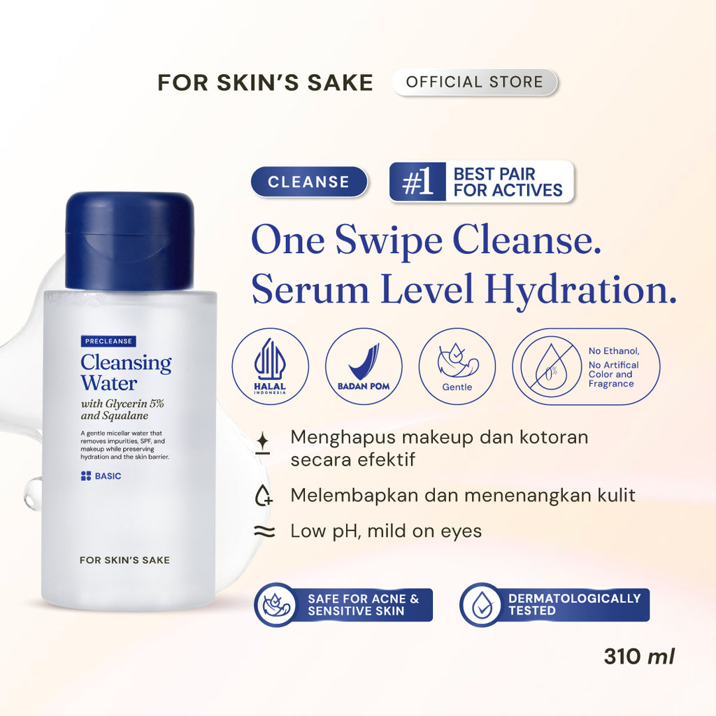 Cleansing Water Glycerin 5% & Squalane Hydrating Micellar Water Makeup Remover Pembersih Wajah Melembabkan Kulit Mengangkat SPF Sunscreen dan Light Makeup Tanpa Rasa kering dan ketarik