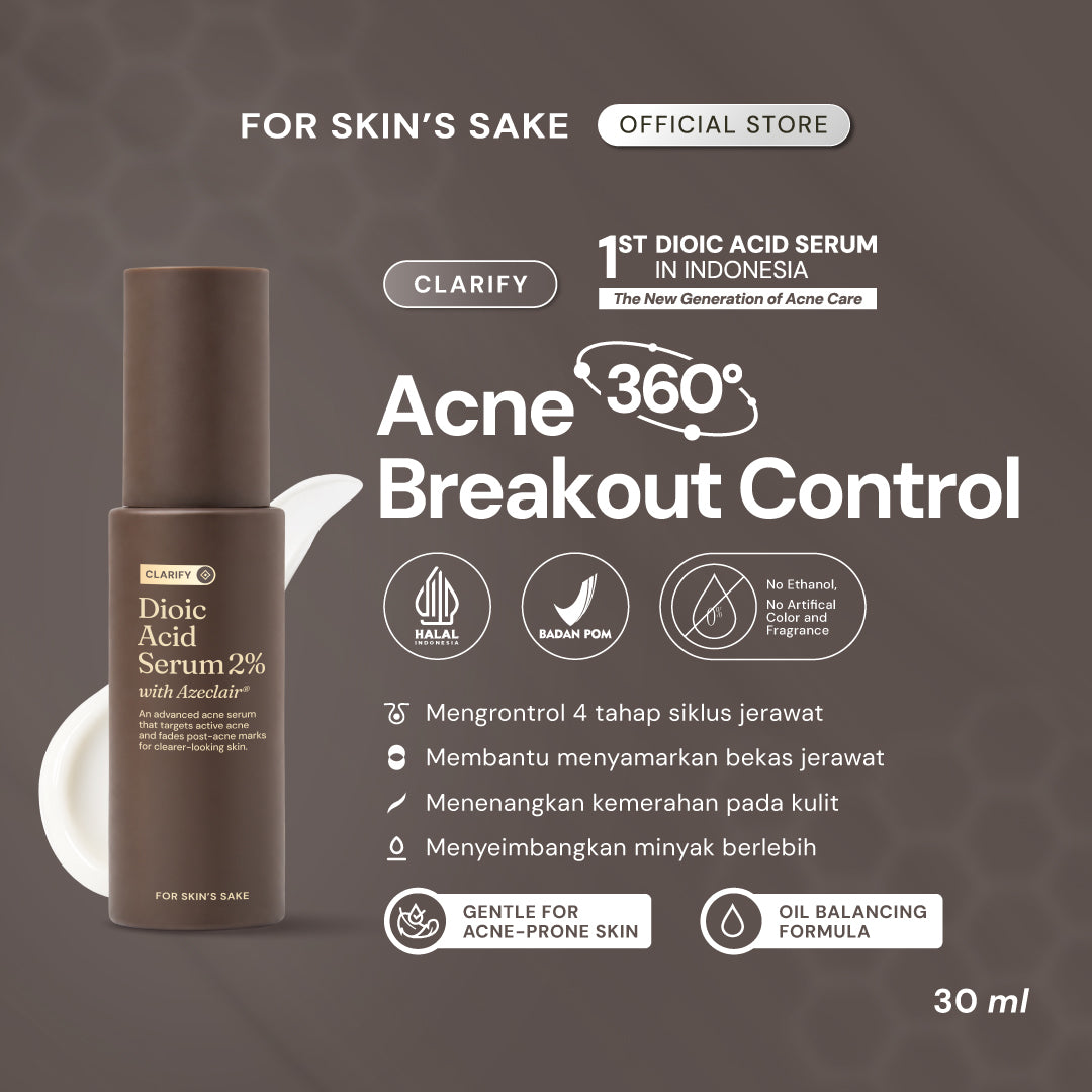 For Skin’s Sake FSS Dioic Acid Serum 2% with Azeclair 3.5% 30ml Acne Serum 360° Breakout Control Bantu Cegah dan Atasi Jerawat Berulang Kontrol Minyak serta Samarkan Bekas Jerawat PIE dan PIH