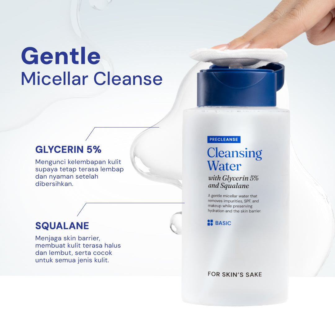 [NEW!] For Skin’s Sake FSS Cleansing Water Glycerin 5% & Squalane Hydrating Micellar Water Makeup Remover Pembersih Wajah Melembabkan Kulit Mengangkat SPF Sunscreen dan Light Makeup Tanpa Rasa kering dan ketarik