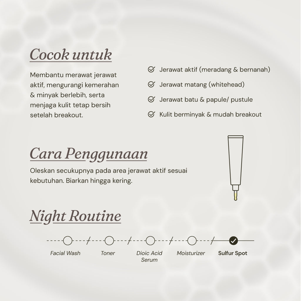 For Skin’s Sake FSS Sulfur Acne Spot 10% Acne Spot Obat Totol Jerawat Treatment dengan Salicylic Acid 2% + Niacinamide 4% untuk Membantu Mengempiskan Jerawat Aktif, Meradang, Kemerahan dan Mengontrol Minyak
