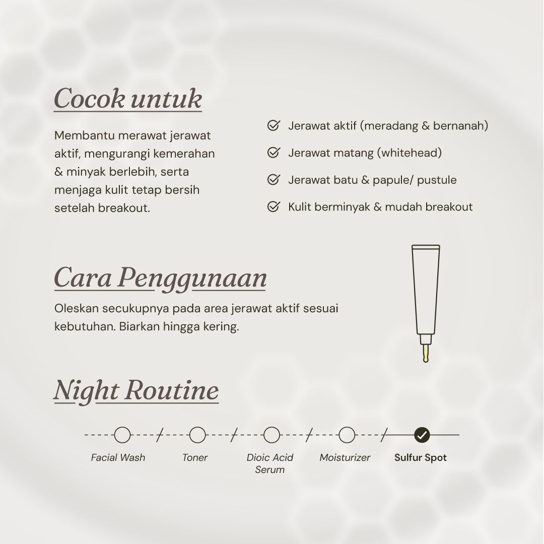 For Skin’s Sake FSS Sulfur Acne Spot 10% Acne Spot Obat Totol Jerawat Treatment dengan Salicylic Acid 2% + Niacinamide 4% untuk Membantu Mengempiskan Jerawat Aktif, Meradang, Kemerahan dan Mengontrol Minyak