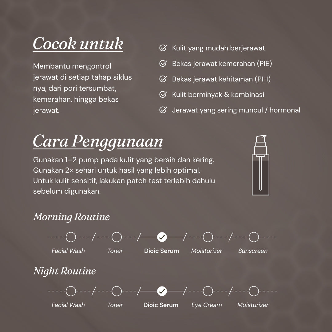 For Skin’s Sake FSS Dioic Acid Serum 2% with Azeclair 3.5% 30ml Acne Serum 360° Breakout Control Bantu Cegah dan Atasi Jerawat Berulang Kontrol Minyak serta Samarkan Bekas Jerawat PIE dan PIH