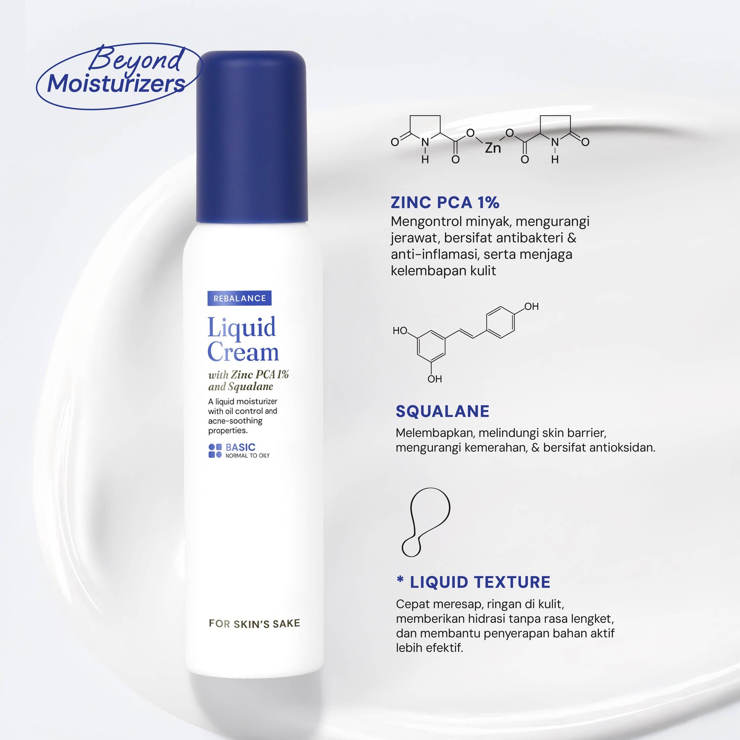 Liquid Cream Moisturizer with Zinc PCA 1% & Squalane